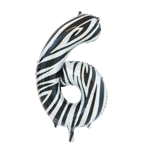 Feestbazaar Folieballon Cijfer 6 Zebra (86cm)