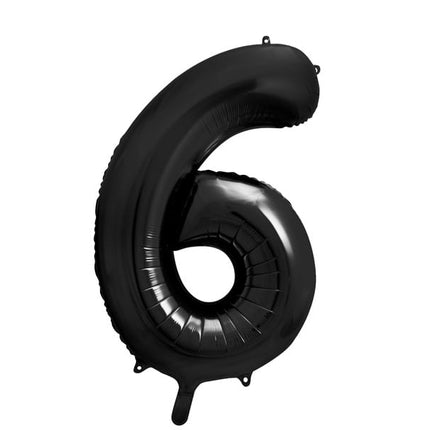 Feestbazaar Folieballon Cijfer 6 Zwart (86cm)