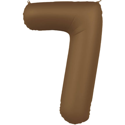 Feestbazaar Folieballon Cijfer 7 Bruin Mat (86cm)