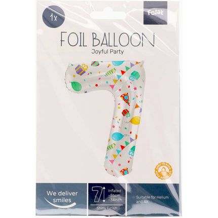 Feestbazaar Folieballon Cijfer 7 Joyful Party - 86 cm