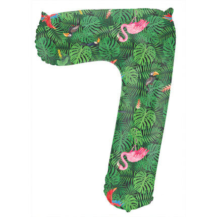 Feestbazaar Folieballon Cijfer 7 Jungle Print (86cm)