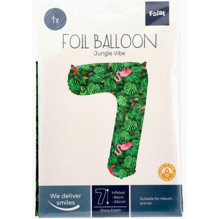 Feestbazaar Folieballon Cijfer 7 Jungle Print (86cm)