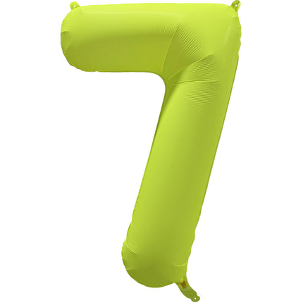 Feestbazaar Folieballon Cijfer 7 Neon Geel (86cm)