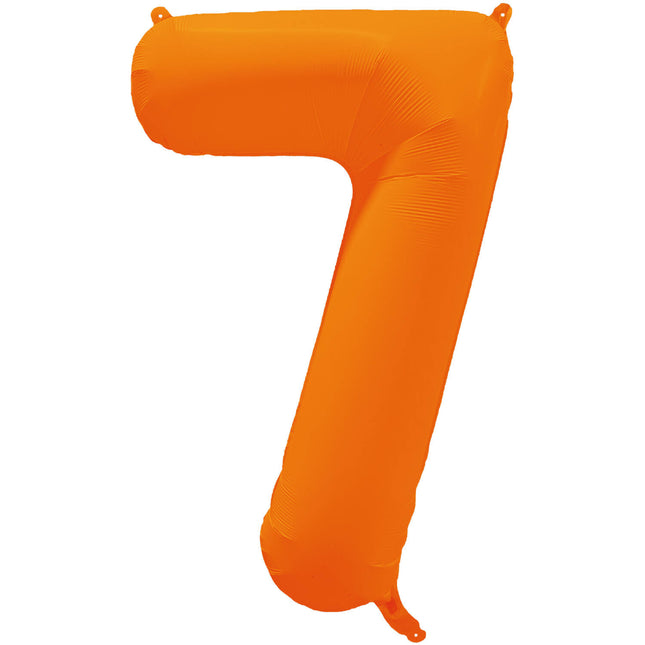 Feestbazaar Folieballon Cijfer 7 Neon Oranje (86cm)
