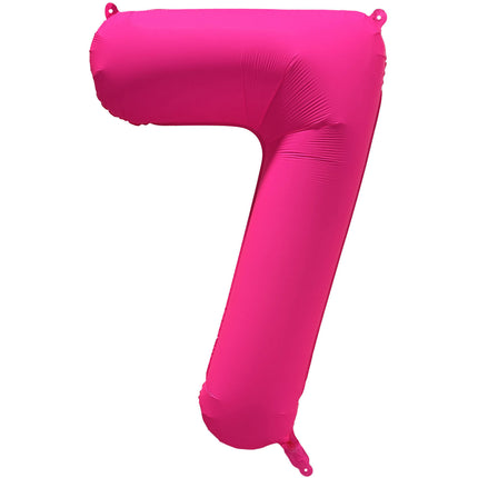 Feestbazaar Folieballon Cijfer 7 Neon Roze (86cm)