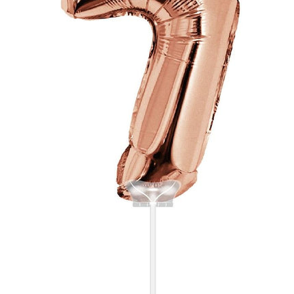 Feestbazaar Folieballon Cijfer '7' Rose Goud 40cm met stokje