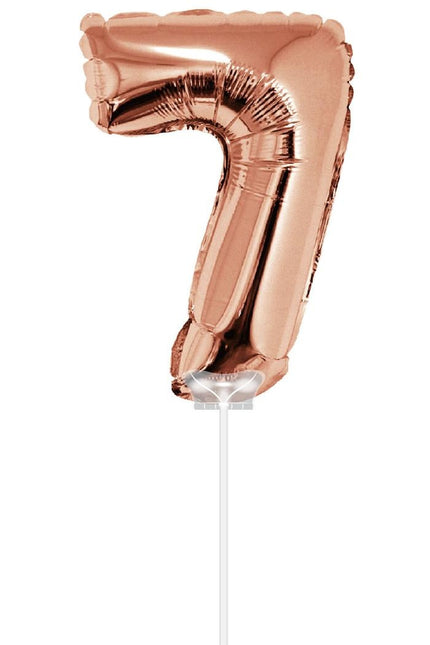 Feestbazaar Folieballon Cijfer '7' Rose Goud 40cm met stokje