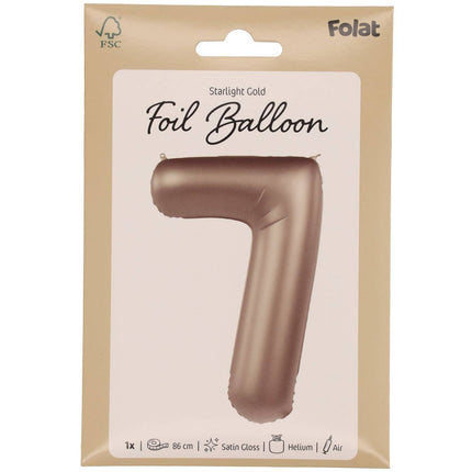 Feestbazaar Folieballon Cijfer 7 Starlight Gold (86cm)