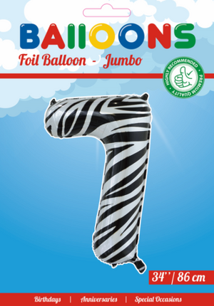 Feestbazaar Folieballon Cijfer 7 Zebra (86cm)