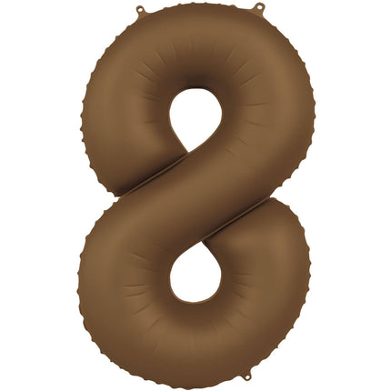 Feestbazaar Folieballon Cijfer 8 Bruin Mat (86cm)