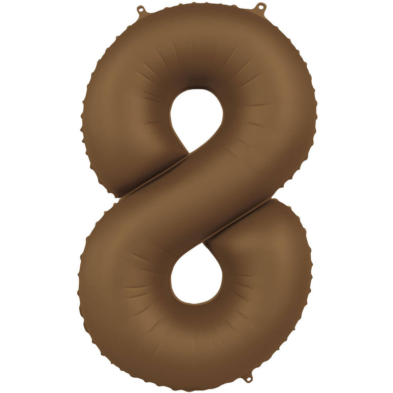 Feestbazaar Folieballon Cijfer 8 Bruin Mat (86cm)