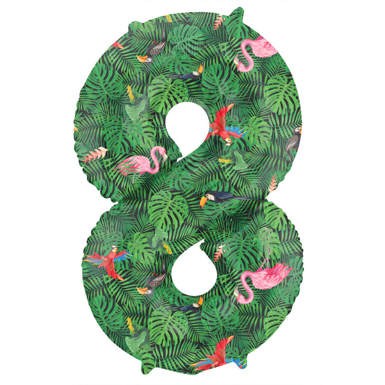 Feestbazaar Folieballon Cijfer 8 Jungle Print (86cm)