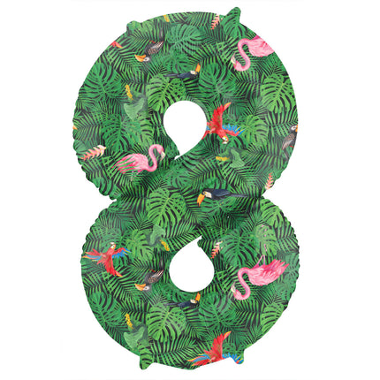 Feestbazaar Folieballon Cijfer 8 Jungle Print (86cm)