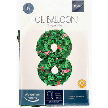 Feestbazaar Folieballon Cijfer 8 Jungle Print (86cm)
