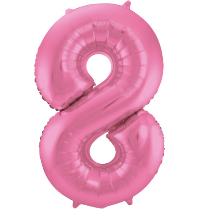 Feestbazaar Folieballon Cijfer 8 Metallic Mat Roze (86cm)