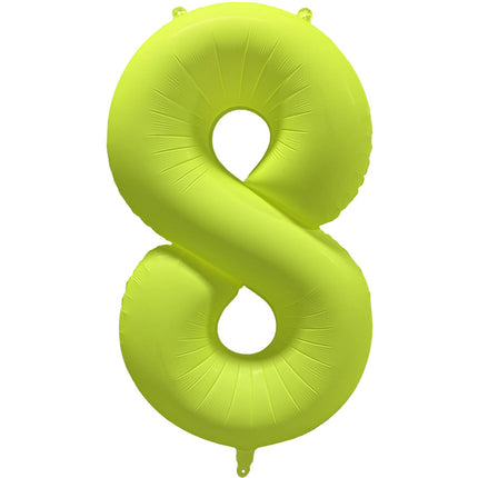 Feestbazaar Folieballon Cijfer 8 Neon Geel (86cm)