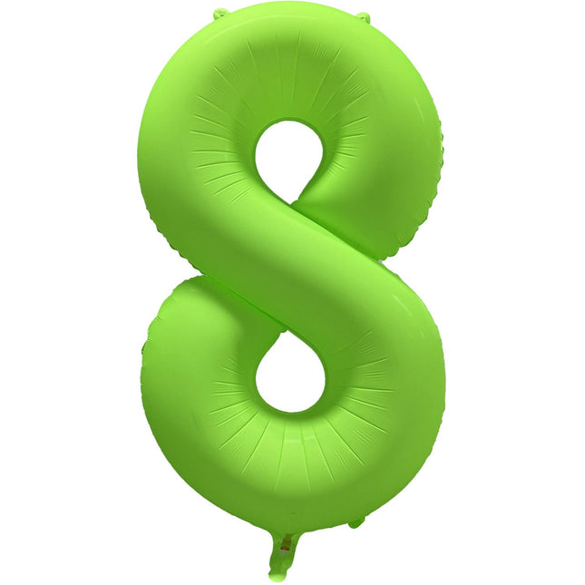 Feestbazaar Folieballon Cijfer 8 Neon Groen (86cm)