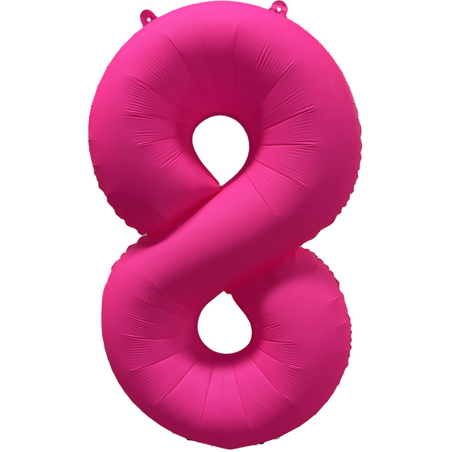 Feestbazaar Folieballon Cijfer 8 Neon Roze (86cm)