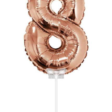 Feestbazaar Folieballon Cijfer '8' Rose Goud 40cm met stokje