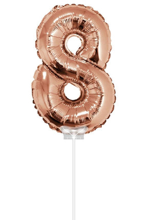 Feestbazaar Folieballon Cijfer '8' Rose Goud 40cm met stokje