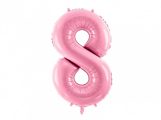 Feestbazaar Folieballon cijfer 8 roze 86cm