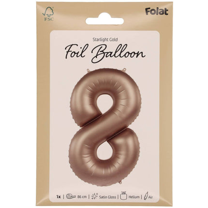 Feestbazaar Folieballon Cijfer 8 Starlight Gold (86cm)