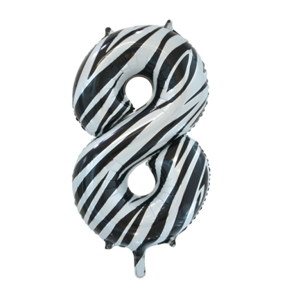 Feestbazaar Folieballon Cijfer 8 Zebra (86cm)