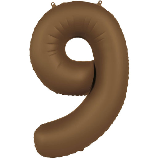Feestbazaar Folieballon Cijfer 9 Bruin Mat (86cm)
