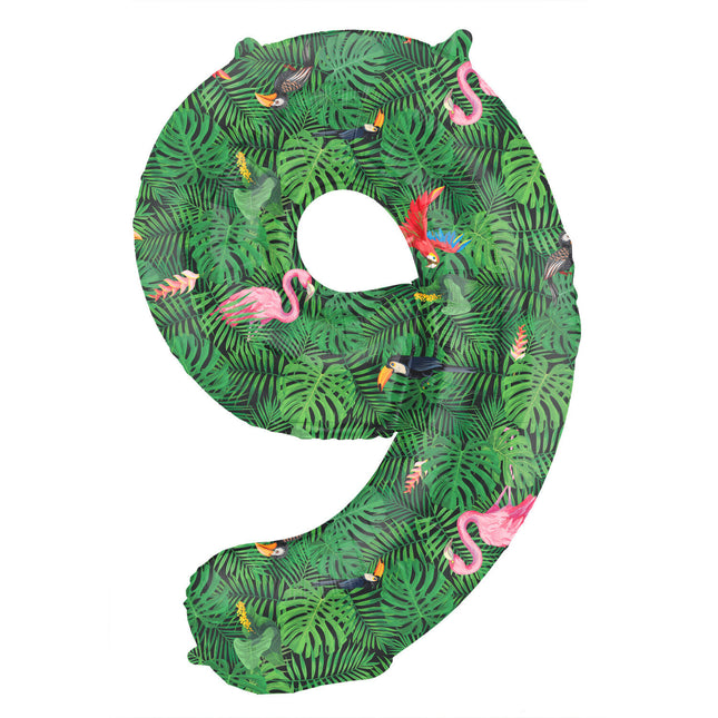 Feestbazaar Folieballon Cijfer 9 Jungle Print (86cm)