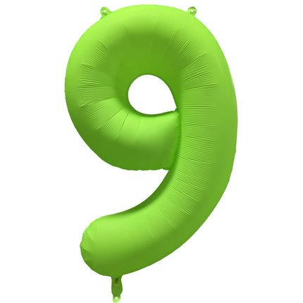 Feestbazaar Folieballon Cijfer 9 Neon Groen (86cm)