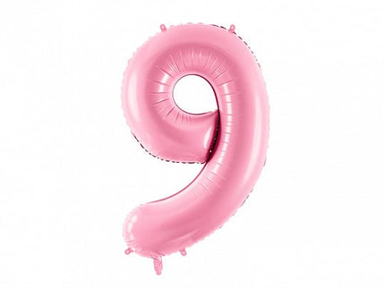 Feestbazaar Folieballon cijfer 9 roze 86cm