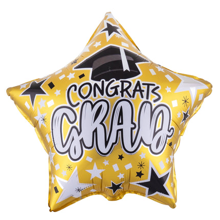 Feestbazaar Folieballon Congrats Grad Ster Goud (45cm)
