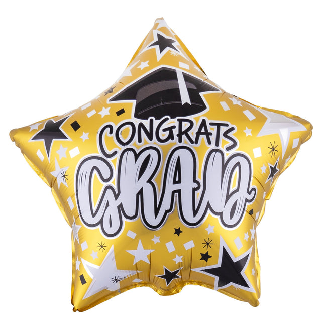 Feestbazaar Folieballon Congrats Grad Ster Goud (45cm)