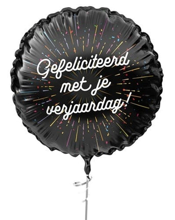 Feestbazaar Folieballon  'Gefeliciteerd met je verjaardag' Zwart (45cm)