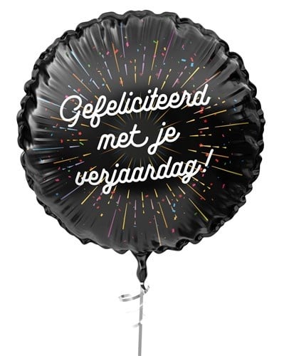 Feestbazaar Folieballon  'Gefeliciteerd met je verjaardag' Zwart (45cm)