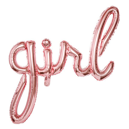 Feestbazaar Folieballon 'Girl' Rose Goud - 77 x 70cm