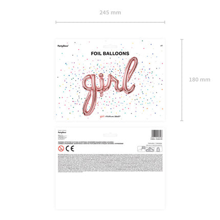 Feestbazaar Folieballon 'Girl' Rose Goud - 77 x 70cm