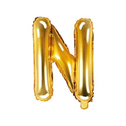 Feestbazaar Folieballon Goud Letter 'N' - 35cm
