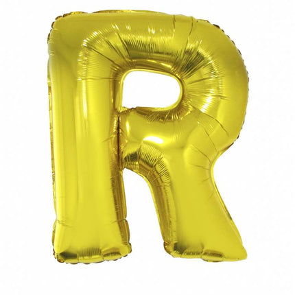 Feestbazaar Folieballon goud letter 'R' groot