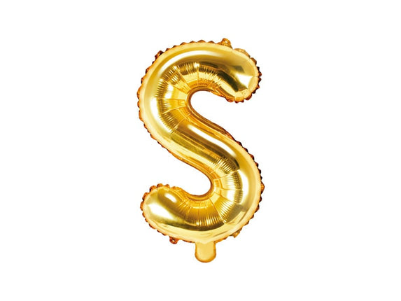 Feestbazaar Folieballon Goud Letter 'S' - 35cm