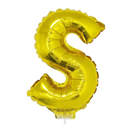Feestbazaar Folieballon Goud Letter 'S' Met Rietje