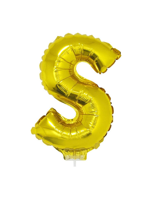 Feestbazaar Folieballon Goud Letter 'S' Met Rietje