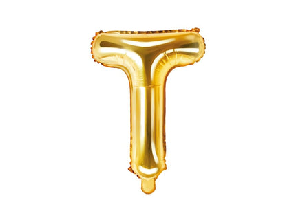 Feestbazaar Folieballon Goud Letter 'T' - 35cm