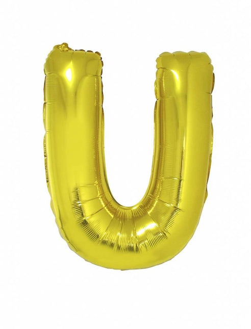 Feestbazaar Folieballon Goud Letter 'U' groot