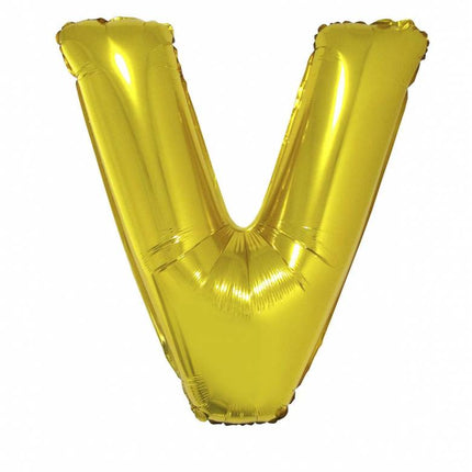 Feestbazaar Folieballon Goud Letter 'V' groot