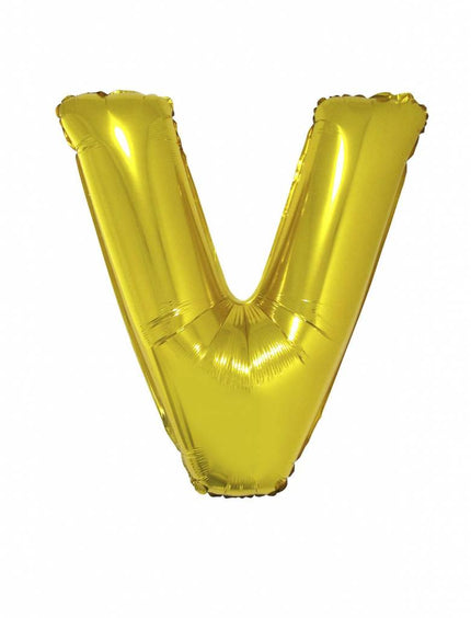 Feestbazaar Folieballon Goud Letter 'V' groot