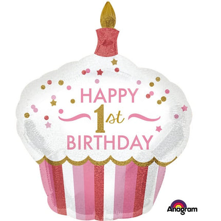 Feestbazaar Folieballon groot Cupcake 1 Jaar Birthday Girl