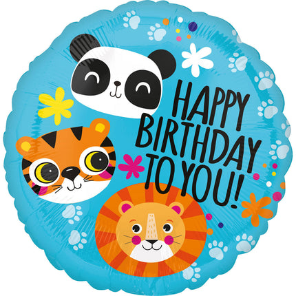 Feestbazaar Folieballon Happy Birthday Dieren - 45 cm