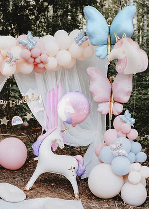 Feestbazaar Folieballon Happy Birthday Eenhoorn Vlinder (45cm)
