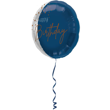 Feestbazaar Folieballon 'Happy Birthday' Elegant True Blue (45cm)